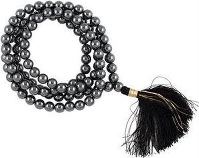 Yogi & Yogini naturals Mala Hematiet AA-kwaliteit 108 kralen + tasje (7 mm)