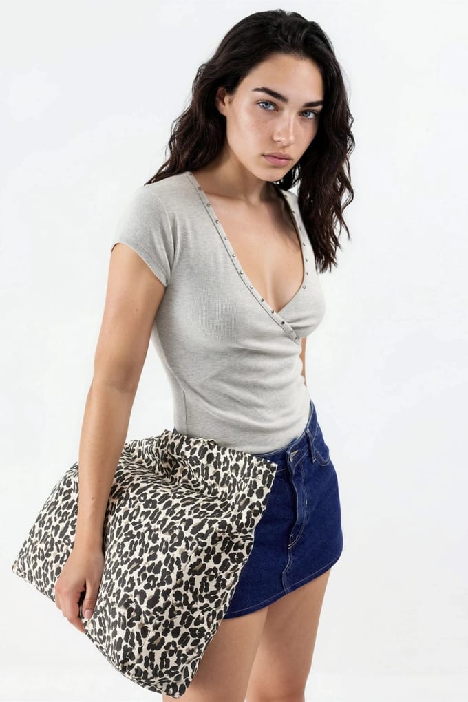 V-hals Geribbelde Slanke Fit Blouse