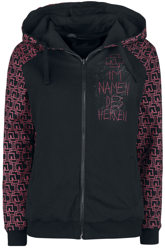 Rammstein Vest met capuchon - S tot 3XL - voor Vrouwen - zwart-rood