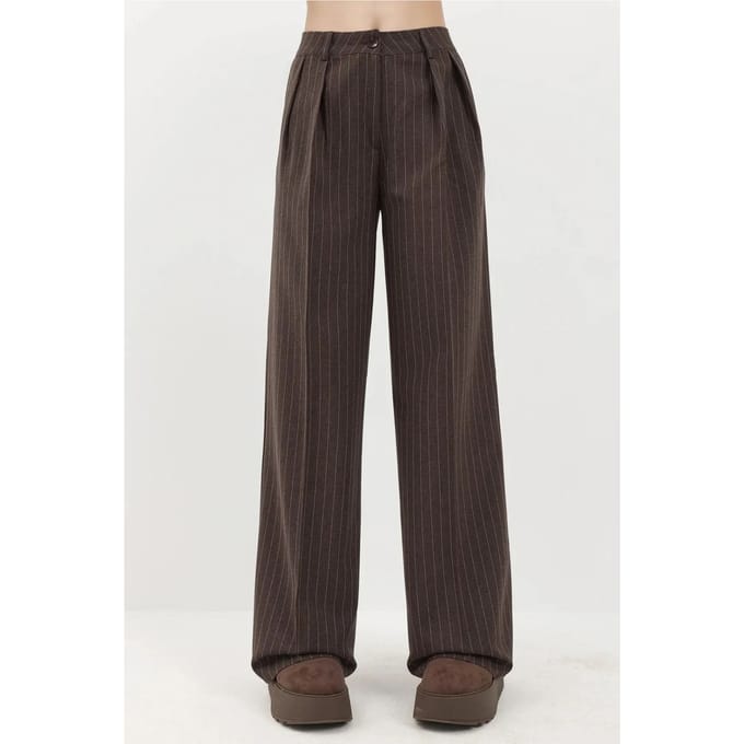 Gestreepte Wijde Pantalon met Plissé