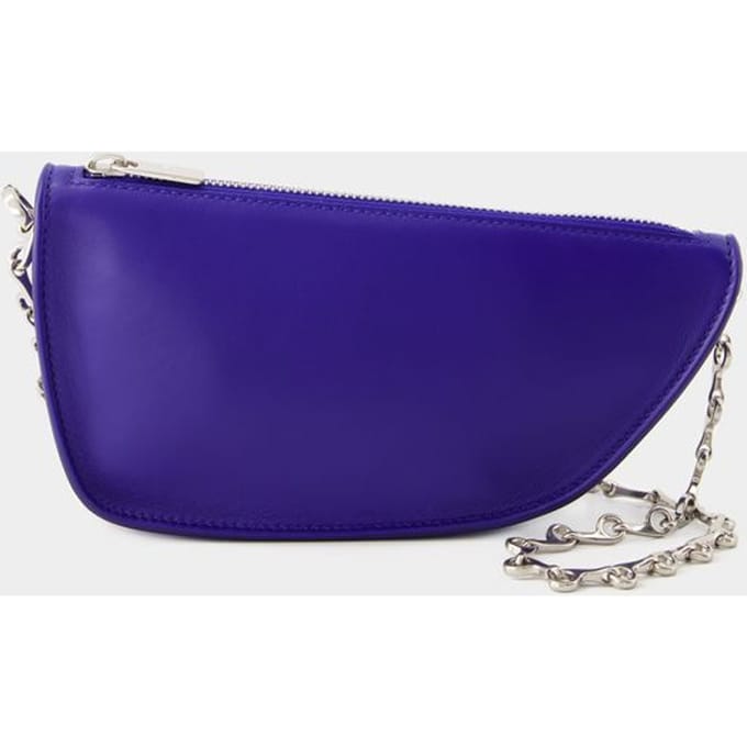 Portemonnee Aan Ketting Micro Schild - Burberry - Leer - Blauw