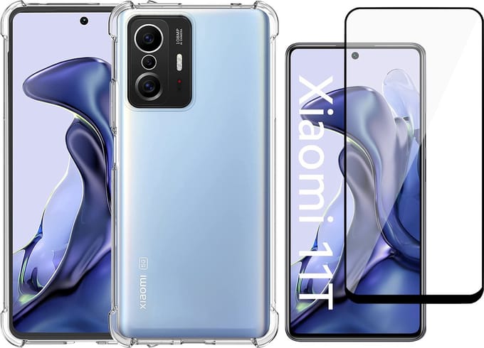 Hoesje geschikt voor Xiaomi Mi 11T - Transparant Backcover Shockproof Case + Glas Full Screen Screenprotector