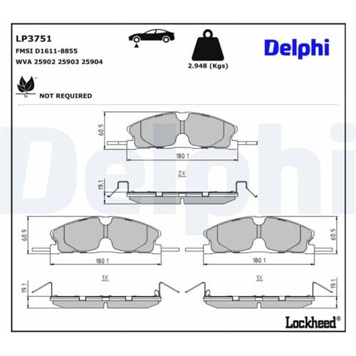 Remblokkenset, schijfrem DELPHI LP3751