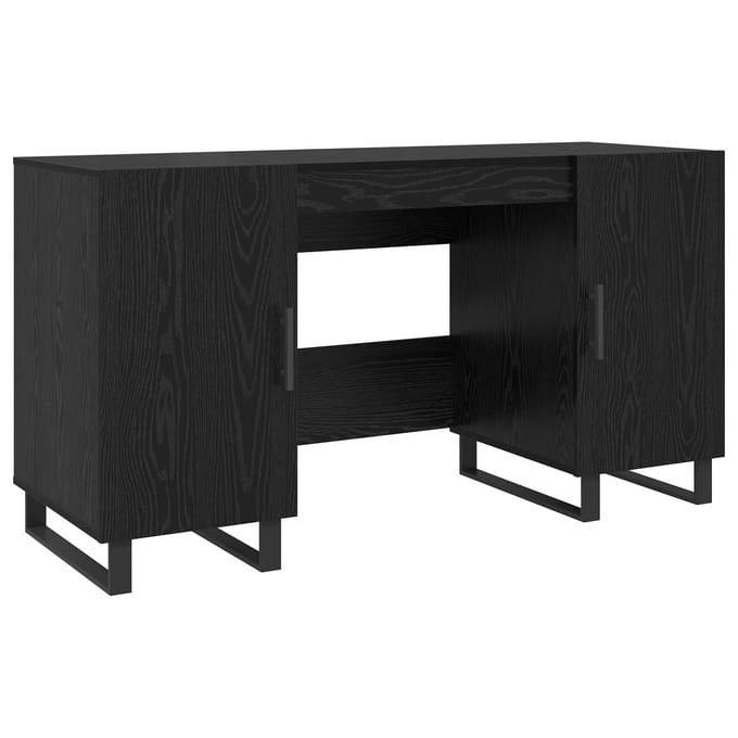 vidaXL - Bureau - Zwart - eiken - Bewerkt - hout - 140 - x - 50 - x - 75 - cm