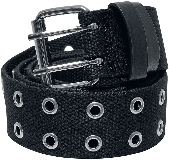 Urban Classics Polyester Eyelet Unisex Riem - zwart/zilverkleurig - L-XL