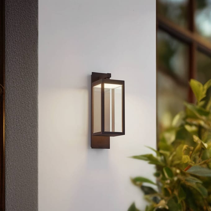 Lucande LED buiten wandlamp Ferdinand, roestkleurig, metaal, IP54