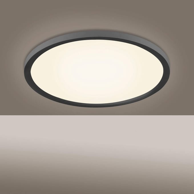 JUST LIGHT. GmbH LED plafondlamp Flat CCT, Ø 40 cm, zwart