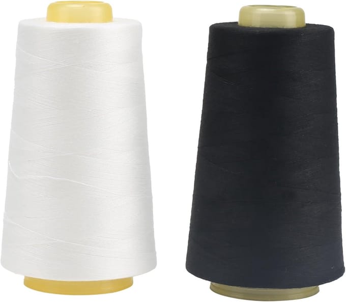Sterk Nylon Naaigaren Set - 2 Rollen 3000 Yards Zwart en Wit