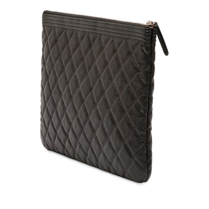 Tweedekans Medium Gequilt Caviar Boy O Case Clutch