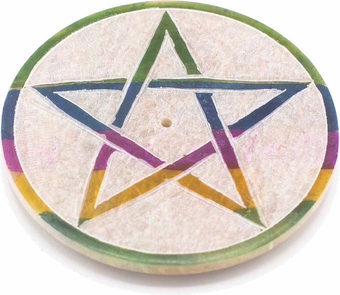 Wierookhouder Pentagram van zeepsteen 8 cm