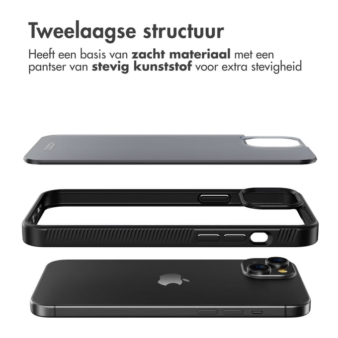 Accezz Hoesje - Geschikt voor Apple iPhone 15 Plus - Frosted Backcover - Zwart
