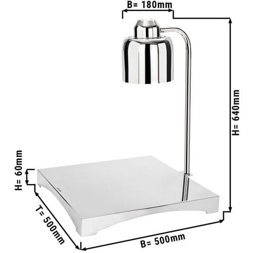 GGM Gastro Buffet-Wärmelampe Infrarot - 250 Watt - Eckig - Silber Zilver