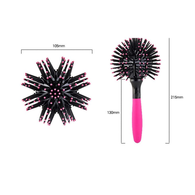 3D Ronde Haarborstels Kam Gemakkelijk Ontwarren Hittebestendig 360 graden Bal Haarstyling Tools black