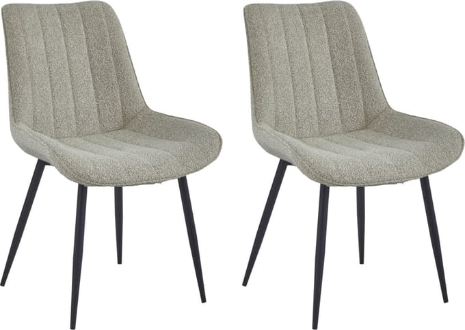 Colenis® - Verta Eetkamerstoel - Set Van 2 - Beige -Bouclé- Industrieel - Met armleuning