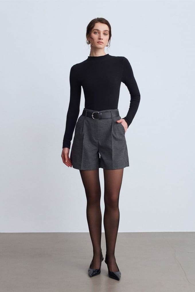 Hoog-Waist Broek met Ceintuur en Wijde Pijpen