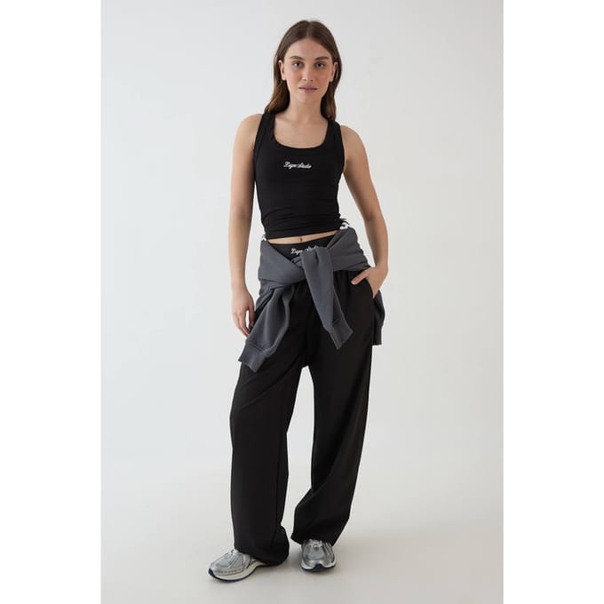 Dames Dsgn Studio Script Hemdje Met Ronde Hals | Black | Maat: XL