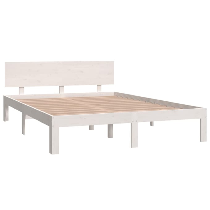 vidaXL - Bedframe - massief - grenenhout - wit - 140x200 - cm