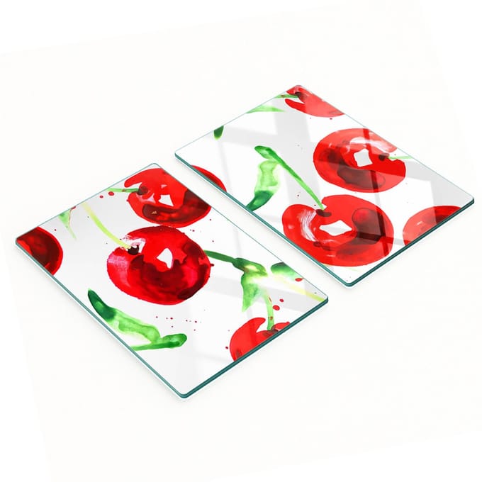 Multifunctionele decoratieve glazen borden met kersenprint 2x40x52 cm