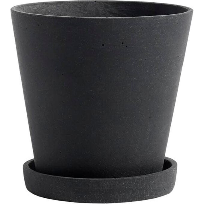 HAY - Bloempot met schotel - M - zwart