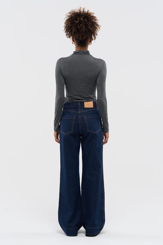 BENU Dames Donkerblauwe Wide Leg Jeans