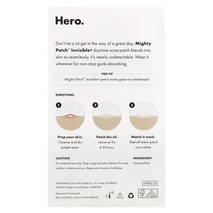 Hero Cosmetics, Mighty Patch, Invisible+, 39 patchs blue