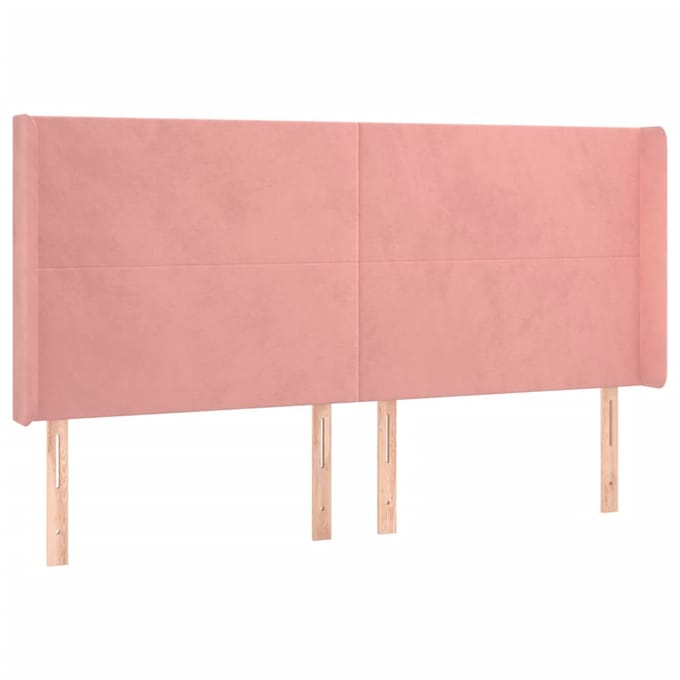 vidaXL - Hoofdbord - LED - 203x16x118/128 - cm - fluweel - roze
