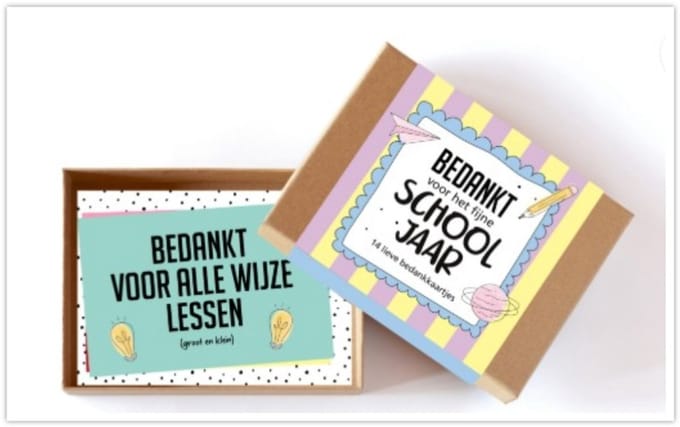 Give-X Een doosje voor het einde van het schooljaar- Een bedankje voor de juf of de meester.