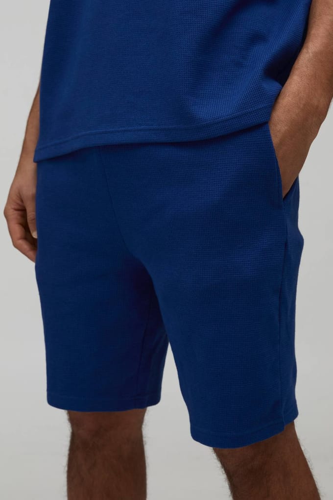 Slim Fit Waffle Shorts | Navy | Size Medium