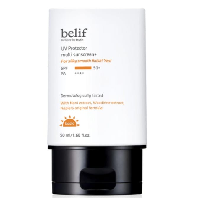 belif UV Protector Multi Sunscreen Plus SPF50+/PA++++ 50ml - Hoge Bescherming Zonnecrème met Huidkleur Corrigerende Basis white