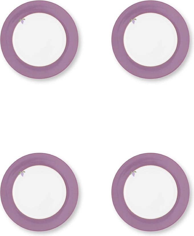 Pip Studio Lily & Lotus - Dinerborden 26.5cm - Set van vier - Paars - Vaatwasserbestendig