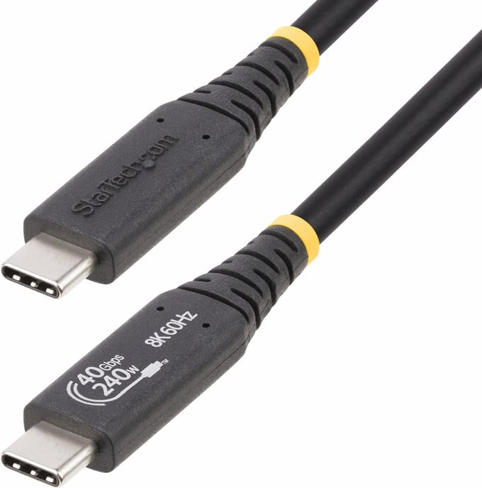 StarTech.com 1m USB4 Kabel, USB-IF Gecertificeerde USB Type-C Kabel, 40Gbps, 240W Power Delivery PD 3.1 EPR, 8K 120Hz, USB-C Data/Laad Kabel, Compatibel met Thunderbolt/USB 3.2 Poorten