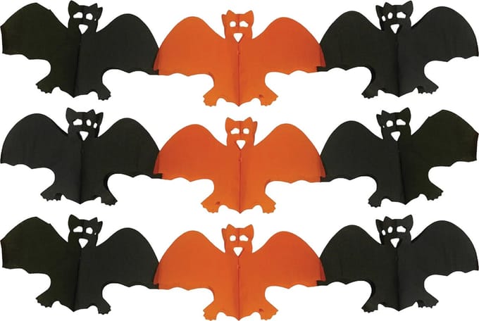 Halloween feestslinger vleermuizen - 3x - 3 meter - oranje/zwart - van papier