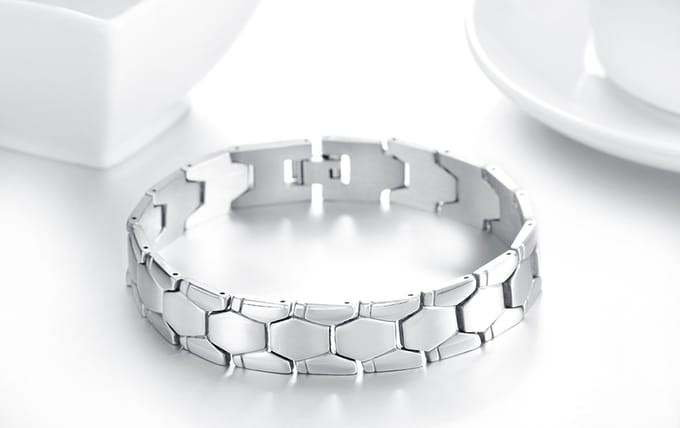 Heren armband hexagon rvs
