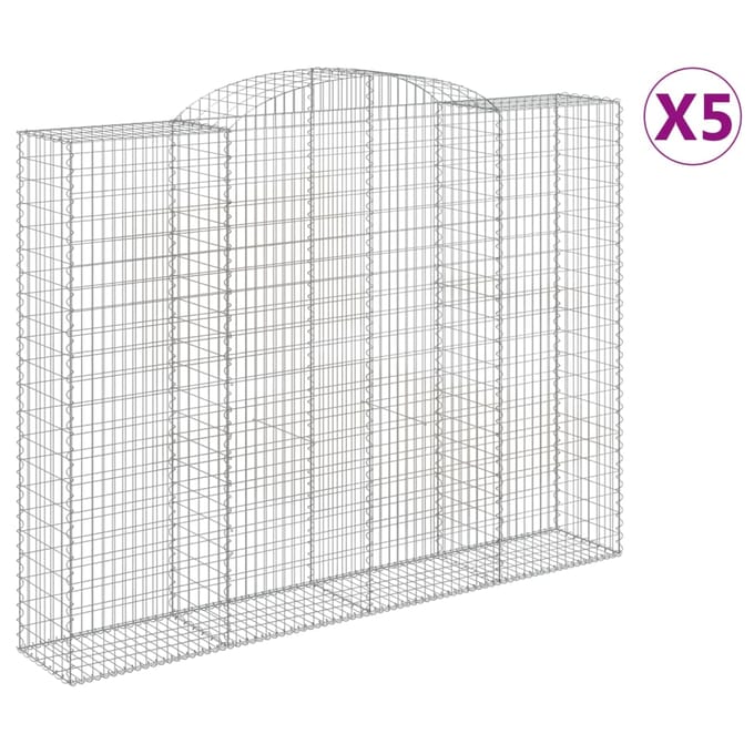 vidaXL - Schanskorven - 5 - st - gewelfd - 300x50x220/240 - cm - ijzer