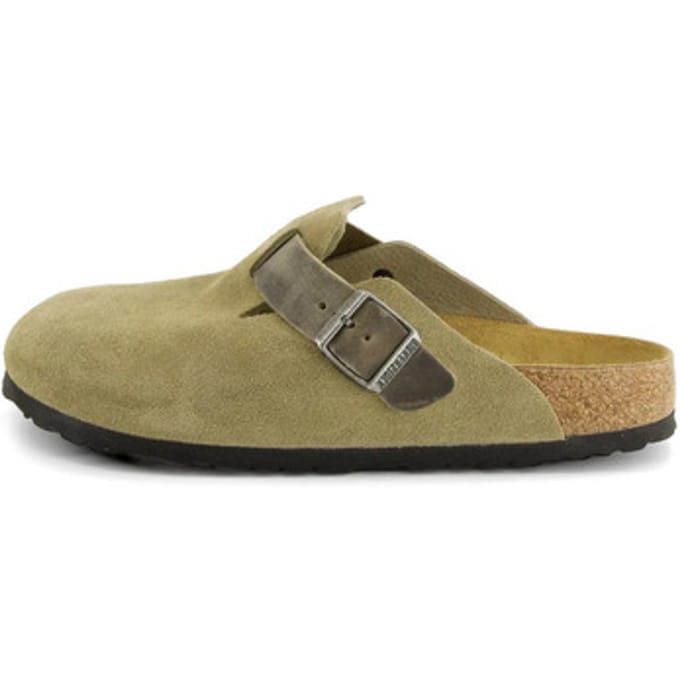 Klompen BIRKENSTOCK Boston Mixed Leather Narrow Khaki