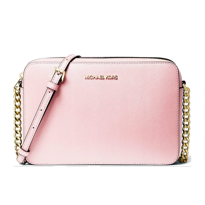 Michael Kors Jet Set Item poederblush, roze leren crossbody-tas