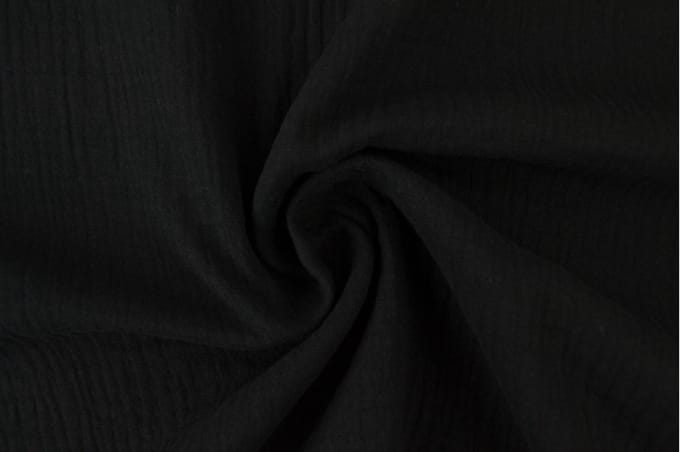 10 meter mousseline stof - Zwart - 135cm breed