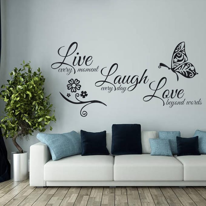 Autocollant Mural Citation Devise Adhésif Chambre Salon Décalcomanie Murale Décoration Intérieure black