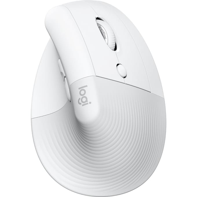 Logitech Lift Vertical Ergonomic Mouse Ergonomische muis Bluetooth, Radiografisch Optisch Wit 6 Toetsen 4000 dpi Ergonomisch