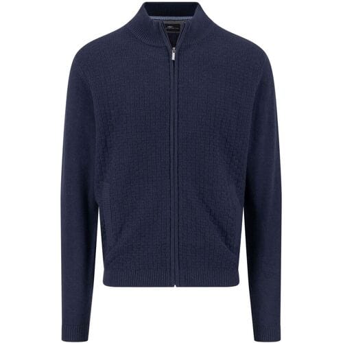 Fynch-Hatton Vest Uni Color Cotton Stand-Up Zip Collar Navy / male