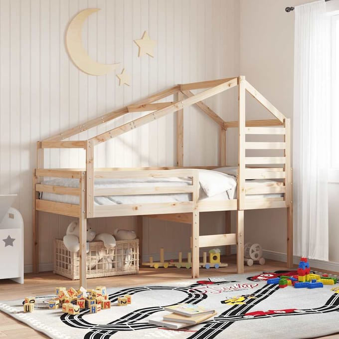 vidaXL - Kinderbedhuisje - 188x82x113 - cm - massief - grenenhout