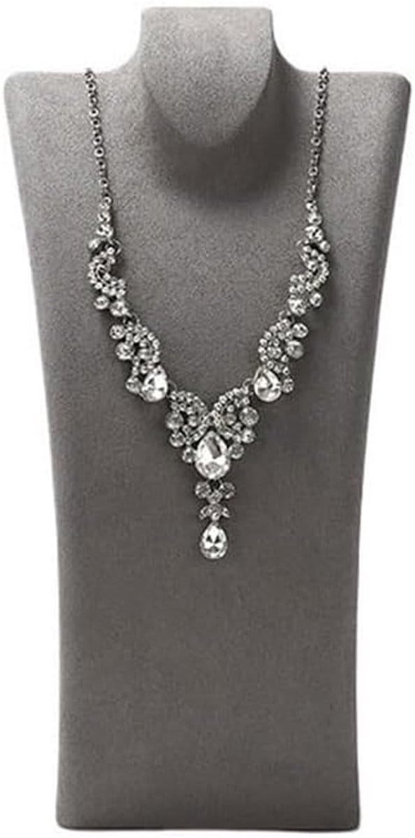 Sieradenhouder Ketting - Display Rek - Organiseren Sieraden - Zacht Microvezel - Groot Formaat - Grijs