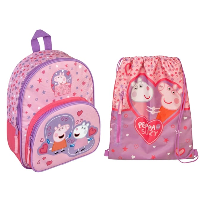 Peppa Pig tassenset; rugzak en gymtas