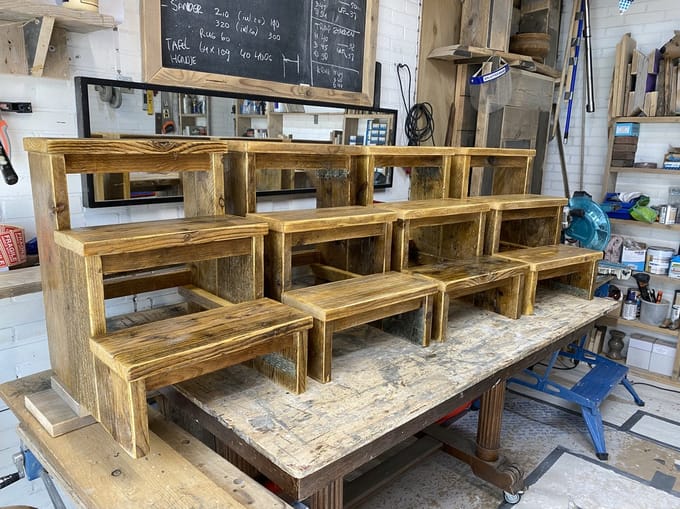 Trappetje 3 treden van steigerhout kleur LAK
