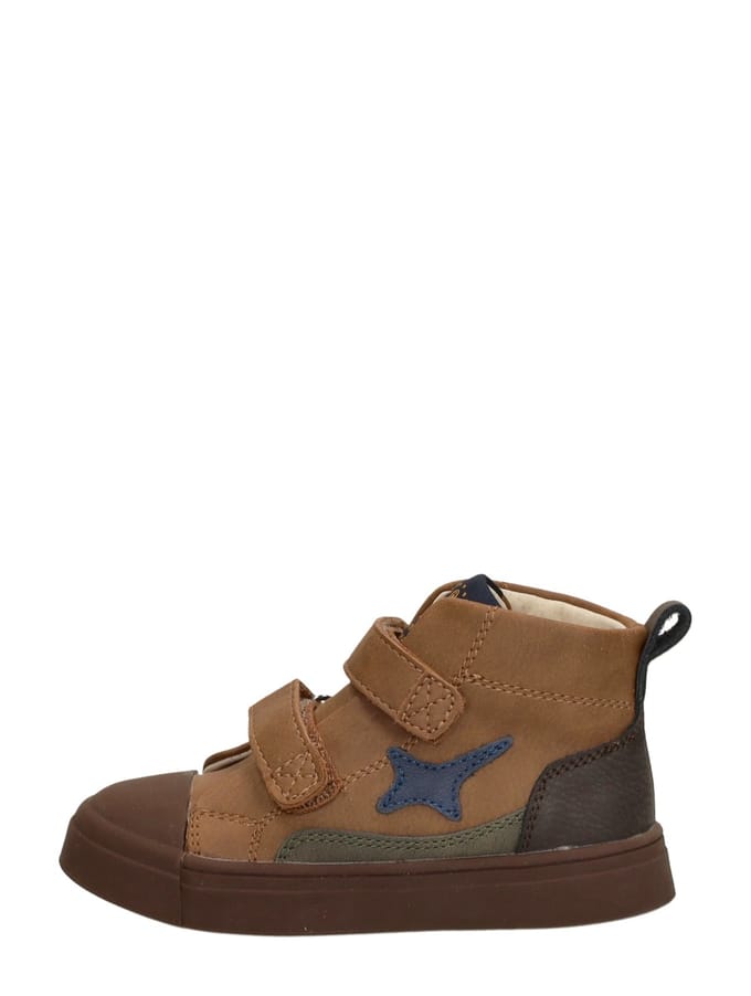 Shoesme Cognac Bootie Met Patches - Sneakers Kinderen - Jongens - Cognac - Microfiber nubuck - Maat 24