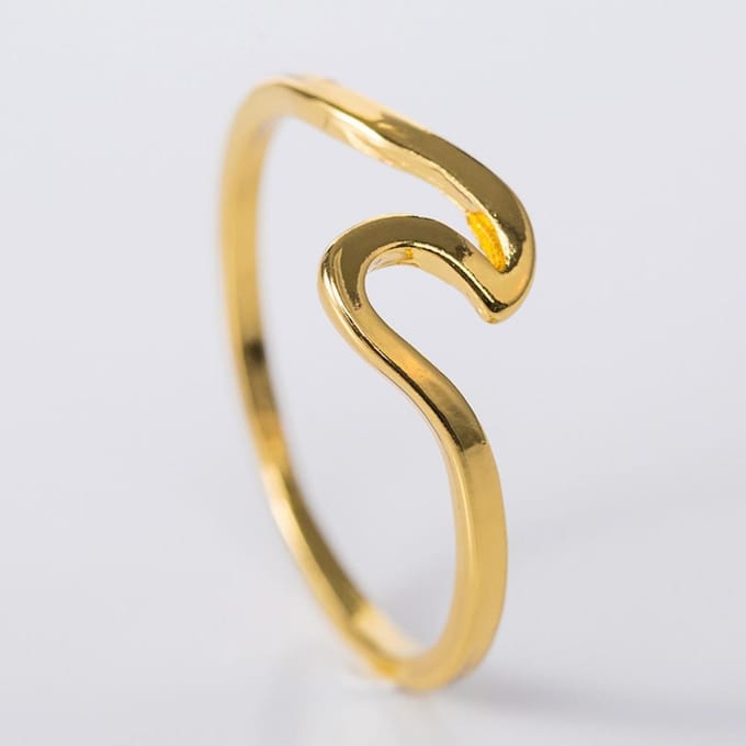 Roestvrij Staal Elegante Golfvorm Ontwerp Damesring Accessoire Sieraden 8