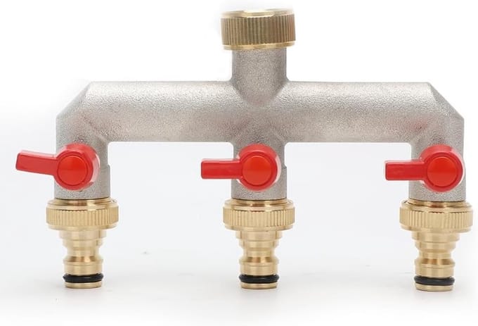 Drieweg waterdistributeur voor apparaten en tuinslangen - ideaal voor efficiënt gebruik van water
