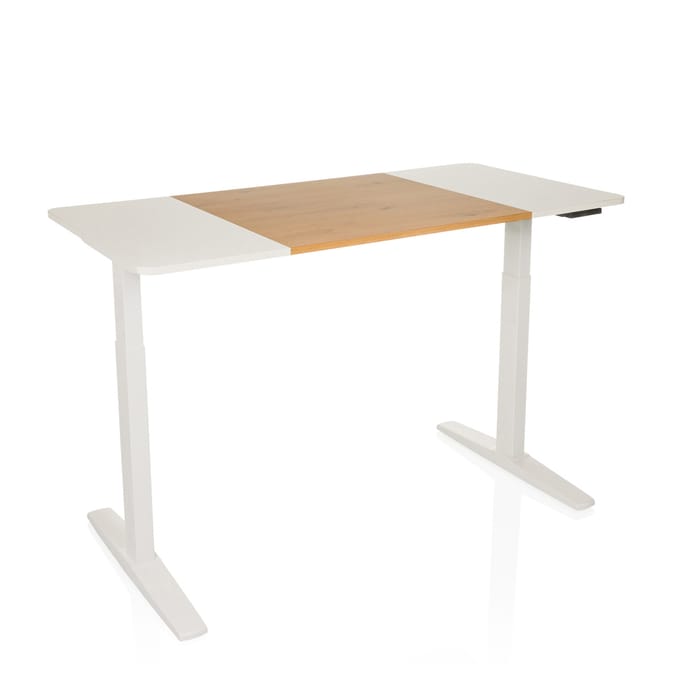 Bureau STAND T3 140 x 70 elektrisch in hoogte verstelbaar wit/eiken/wit hjh OFFICE