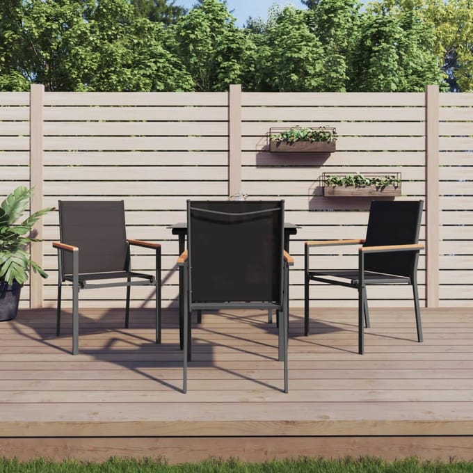 vidaXL - 5-delige - Tuinset - textileen - en - staal - zwart