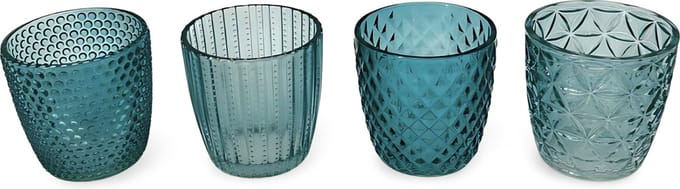 Waxinelichthouder Blauw Glas - Set 4
